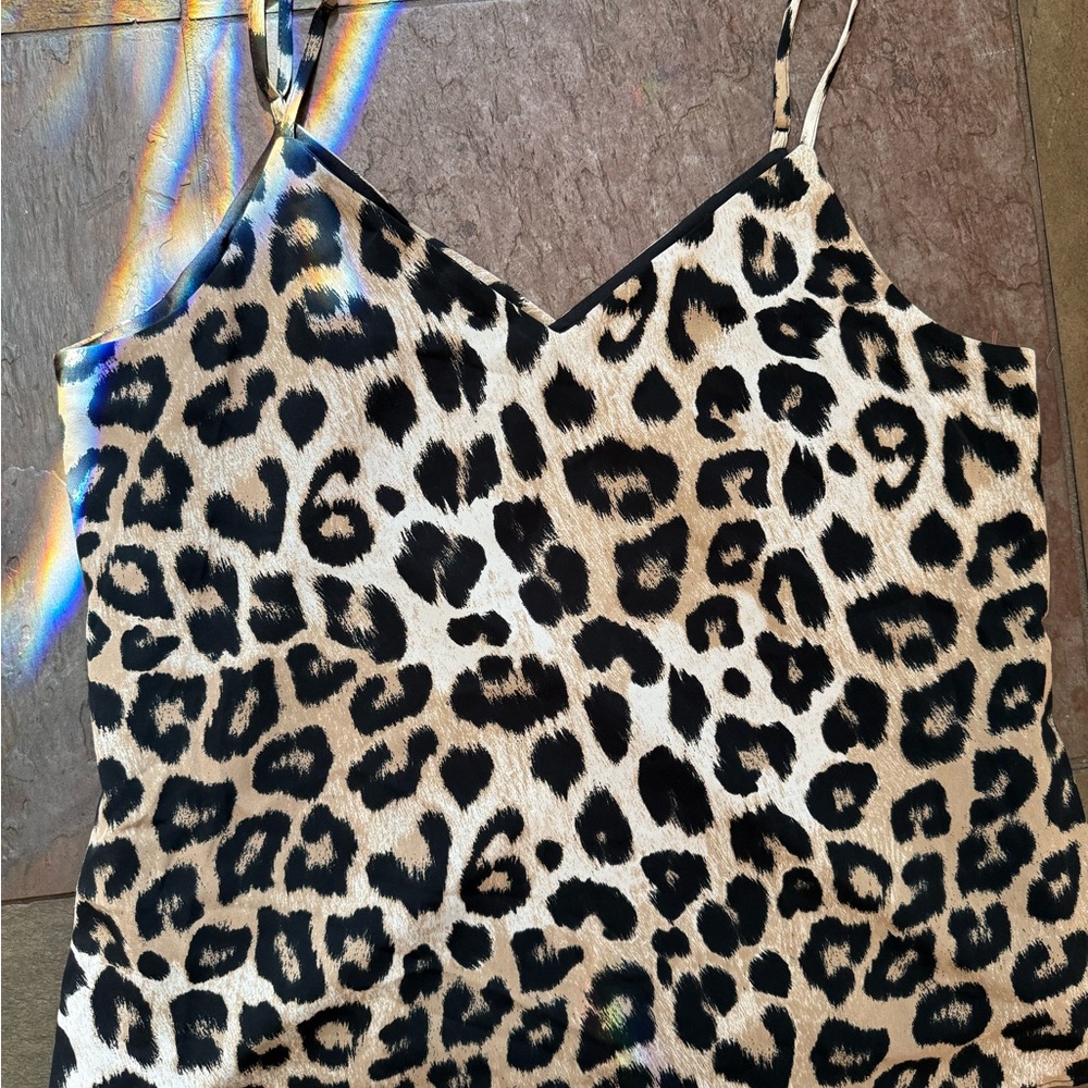 Leopard Print Cami Top Banana Republic size medium lined adjustable strap poly